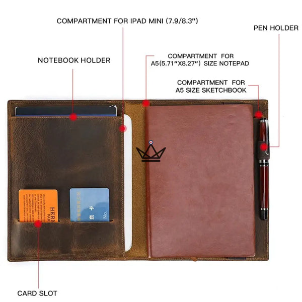 Personalisierbare Ledermappe – Tablet & Notizbuch A5 / B5 – VOYAGEUR Folio