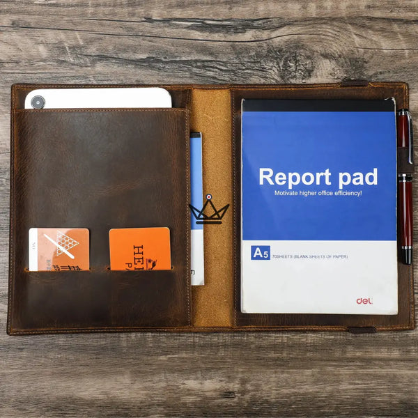Personalisierbare Ledermappe – Tablet & Notizbuch A5 / B5 – VOYAGEUR Folio
