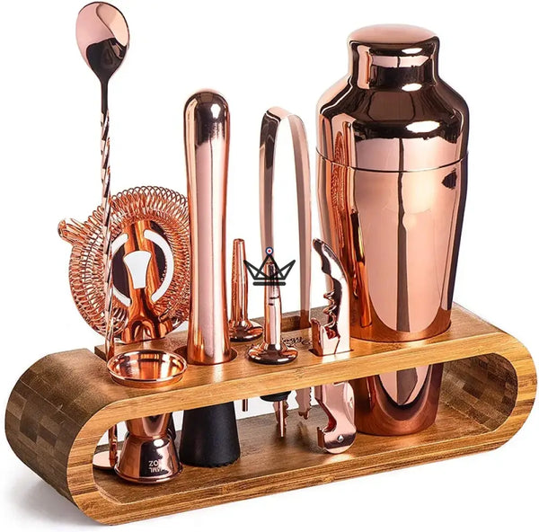 Kit de bar 10 pièces sur présentoir en bambou - MIXOLOGUE - ["maj-desc","maj-filtre"] - kit mixologie - Cadeau, Noël, Anniversaire, Original, Fête des pères, fête des mères - Atelier Atypique