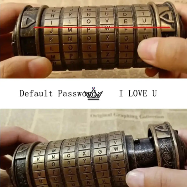 Cryptex Da Vinci – Coffre à message codé en bronze - [] - cryptex - Cadeau, Noël, Anniversaire, Original, Fête des pères, fête des mères - Atelier Atypique