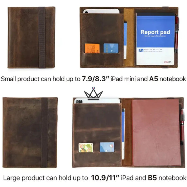 Personalisierbare Ledermappe – Tablet & Notizbuch A5 / B5 – VOYAGEUR Folio