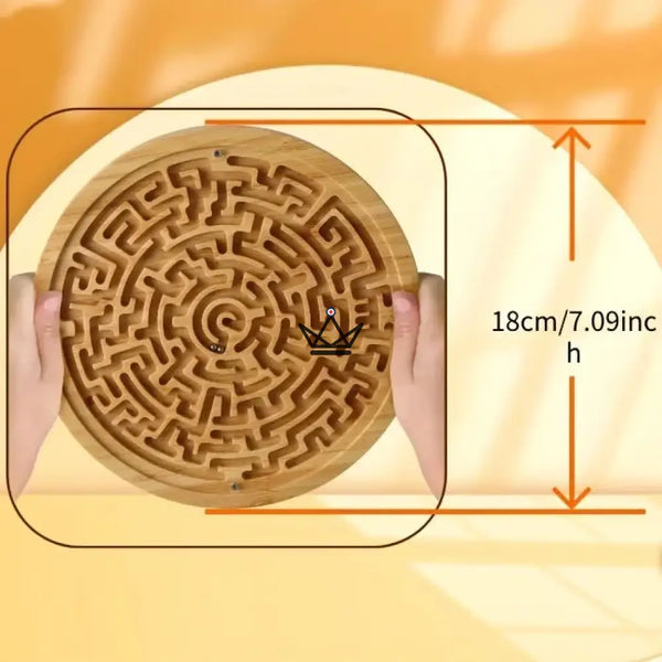 Bamboo marble labyrinth, double-sided round skill game — MEANDER – 3/5