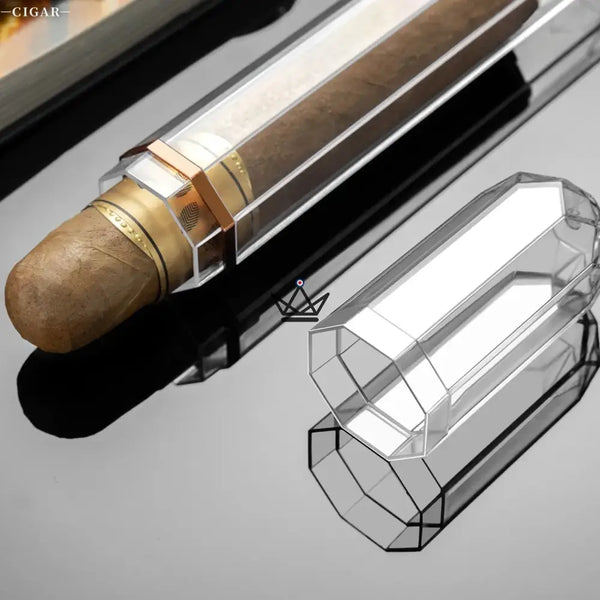 Tube à cigare en acrylique transparent – Prisme - [] - etui cigare - Cadeau, Noël, Anniversaire, Original, Fête des pères, fête des mères - Atelier Atypique