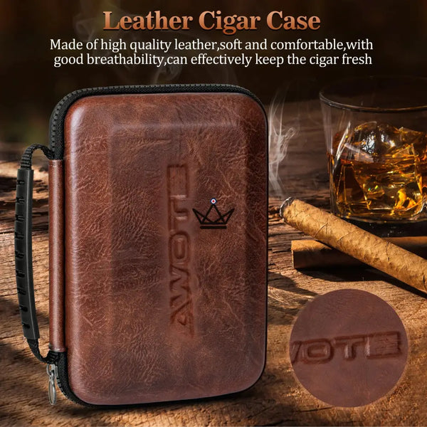 Étui à Cigares en Cuir avec accessoires - Callisto Lux - [] - etui cigare - Cadeau, Noël, Anniversaire, Original, Fête des pères, fête des mères - Atelier Atypique