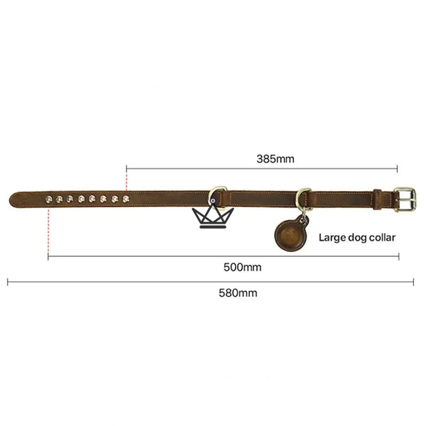 Personalisierbares Lederhalsband für Hunde, AirTag-Fach – Voyager Argos