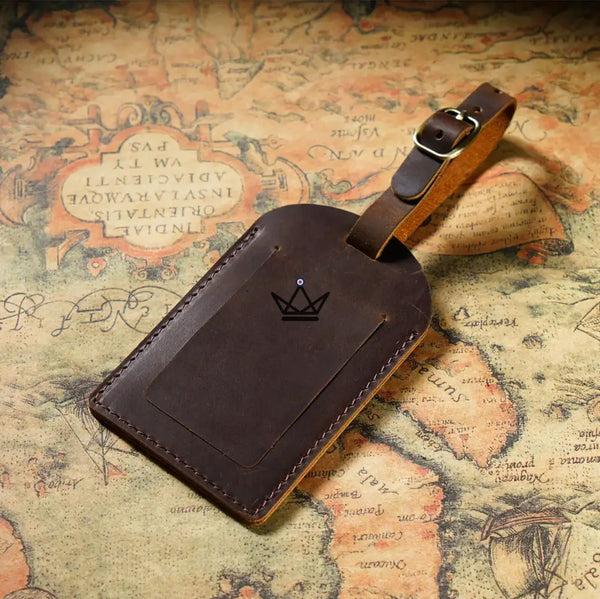 Étiquette à Bagage personnalisable en Cuir – Voyageur Tag - [] - etiquette personnalisable - Cadeau, Noël, Anniversaire, Original, Fête des pères, fête des mères - Atelier Atypique