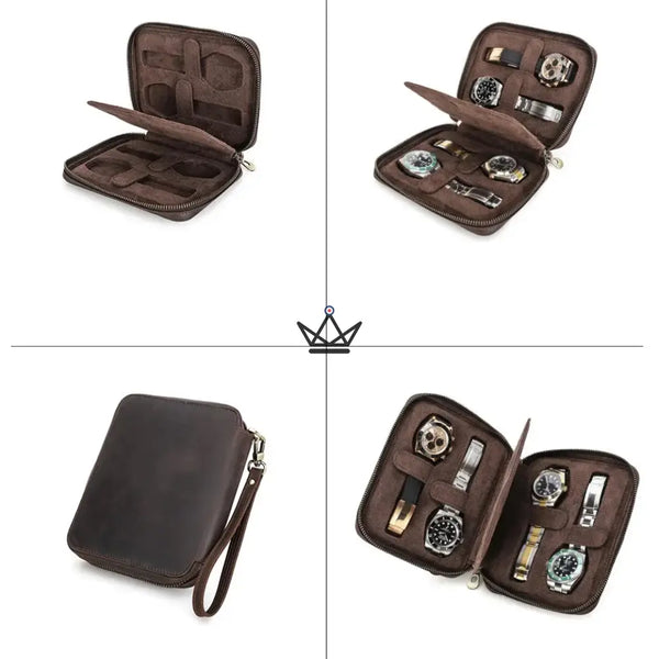 Étui de Voyage en Cuir pour Montres personnalisable – Voyager Keeper - [] - etui montre personnalisable - Cadeau, Noël, Anniversaire, Original, Fête des pères, fête des mères - Atelier Atypique