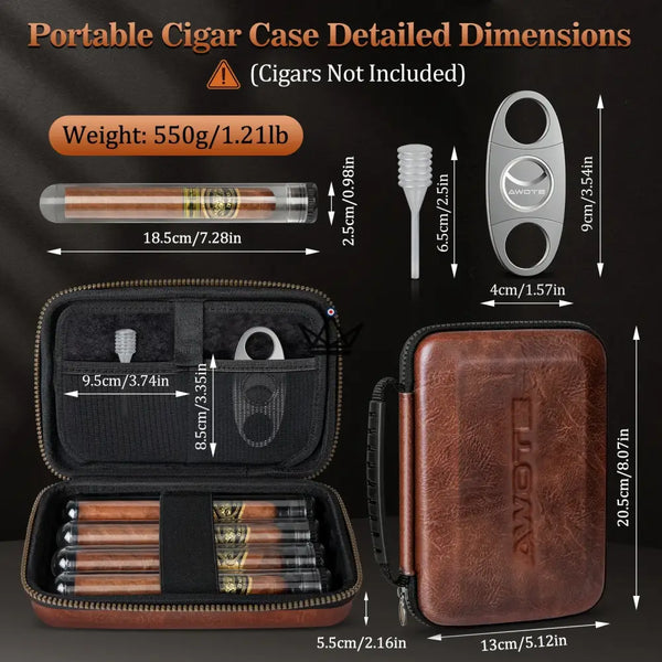 Étui à Cigares en Cuir avec accessoires - Callisto Lux - [] - etui cigare - Cadeau, Noël, Anniversaire, Original, Fête des pères, fête des mères - Atelier Atypique