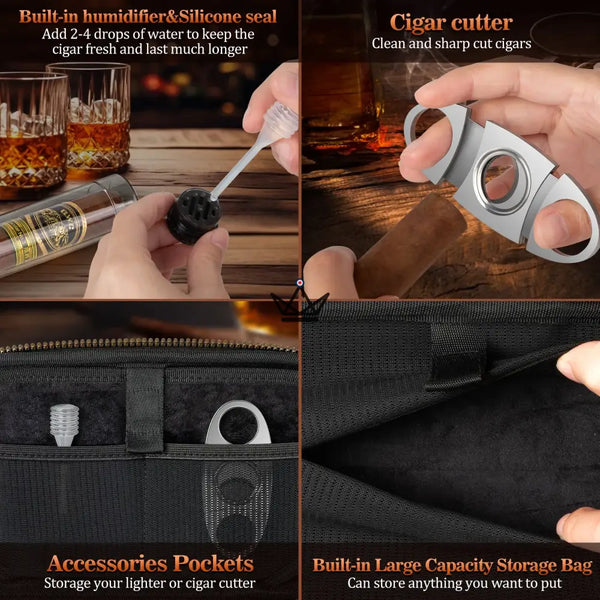 Étui à Cigares en Cuir avec accessoires - Callisto Lux - [] - etui cigare - Cadeau, Noël, Anniversaire, Original, Fête des pères, fête des mères - Atelier Atypique