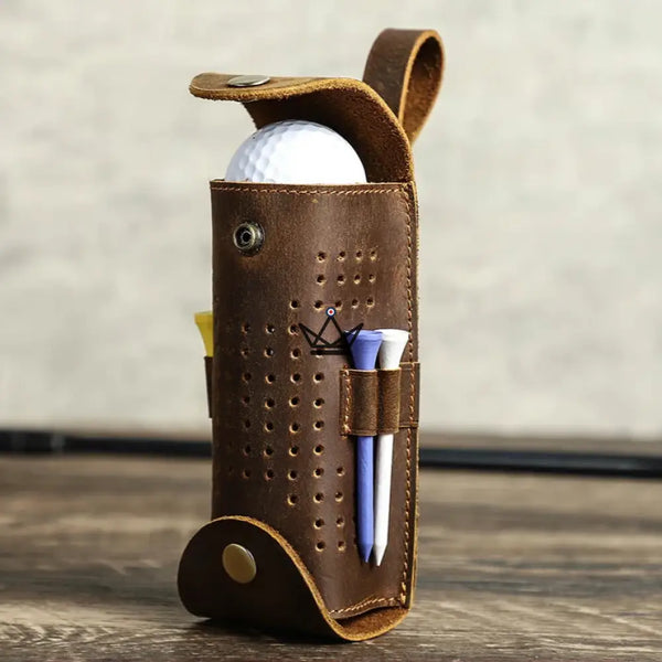 Étui à balle de golf en cuir personnalisable – Voyageur Tee Golf - [] - sac golf personnalisable - Cadeau, Noël, Anniversaire, Original, Fête des pères, fête des mères - Atelier Atypique