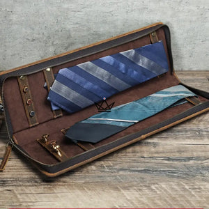 Etui à cravates en cuir personnalisable - Voyageur Windsor - [] - etui cravate personnalisable - Cadeau, Noël, Anniversaire, Original, Fête des pères, fête des mères - Atelier Atypique