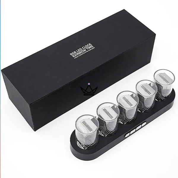 RGB Nixie-style clear tube clock, oval base - CHROMA