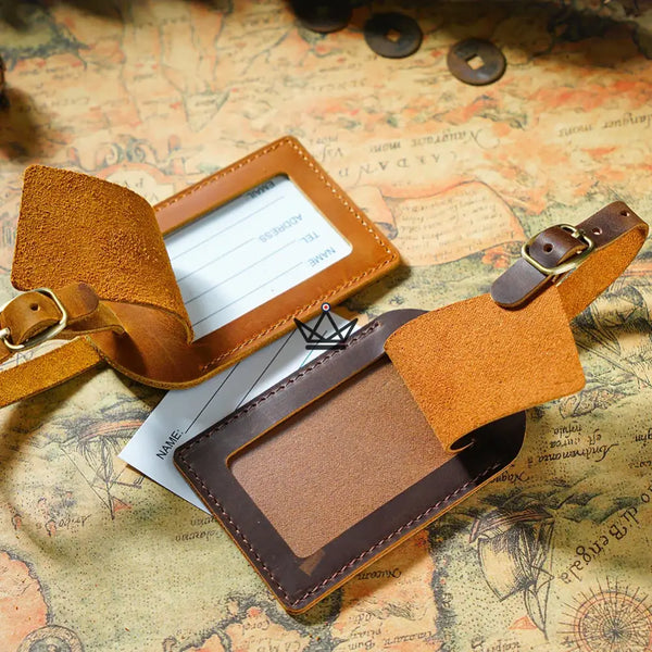 Étiquette à Bagage personnalisable en Cuir – Voyageur Tag - [] - etiquette personnalisable - Cadeau, Noël, Anniversaire, Original, Fête des pères, fête des mères - Atelier Atypique