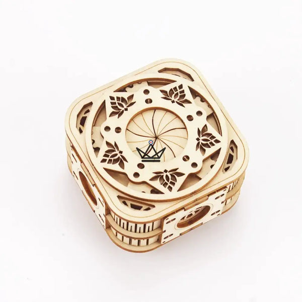 3D wooden puzzle music box with cutout floral patterns - FLORALIE