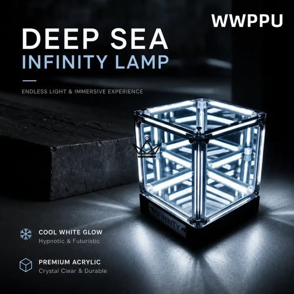 Rechargeable LED hypercube lamp with infinity mirror effect - QUANTA