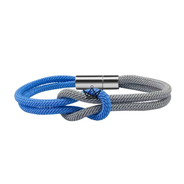 Nautilus Bracelet - Two-Tone Marine Knot & Clip - Ideal for Couples, 1 bracelet / Blue/Grey