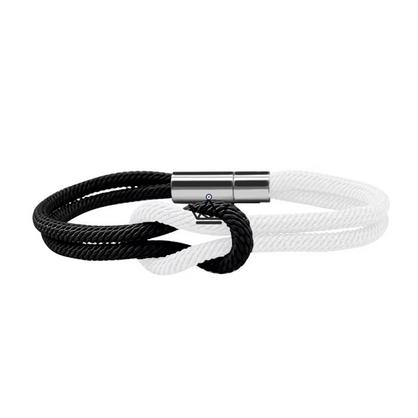 Nautilus Bracelet - Two-Tone Marine Knot & Clip - Ideal for Couples, 1 bracelet / Black/White