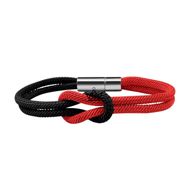 Nautilus Bracelet - Two-Tone Marine Knot & Clip - Ideal for Couples, 1 bracelet / Black/Red
