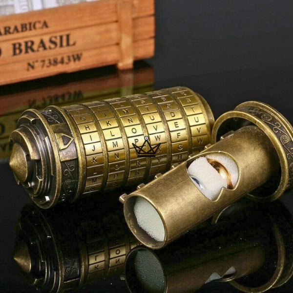Cryptex Da Vinci – Coffre à message codé en bronze - [] - cryptex - Cadeau, Noël, Anniversaire, Original, Fête des pères, fête des mères - Atelier Atypique