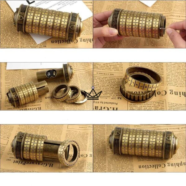 Cryptex Da Vinci – Coffre à message codé en bronze - [] - cryptex - Cadeau, Noël, Anniversaire, Original, Fête des pères, fête des mères - Atelier Atypique