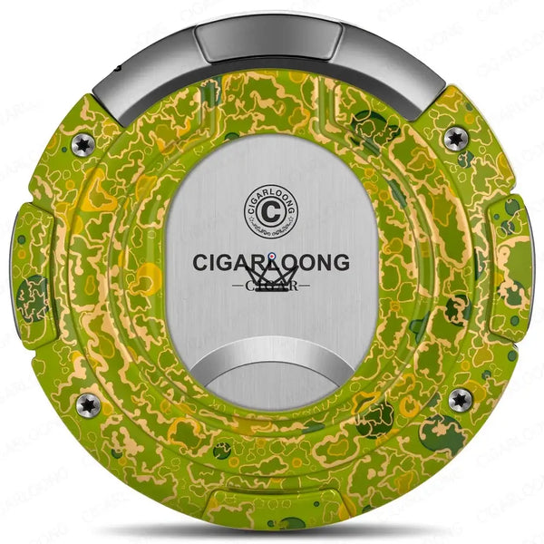 Coupe-cigare rond 2 en 1 coupe droite et coupe en V, coffret cadeau — KUKLOS ORIGINAL, Vert marbré