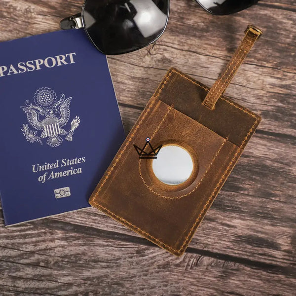 Étiquette bagage en cuir personnalisable avec porte-AirTag — Voyageur BALISE – 2/10