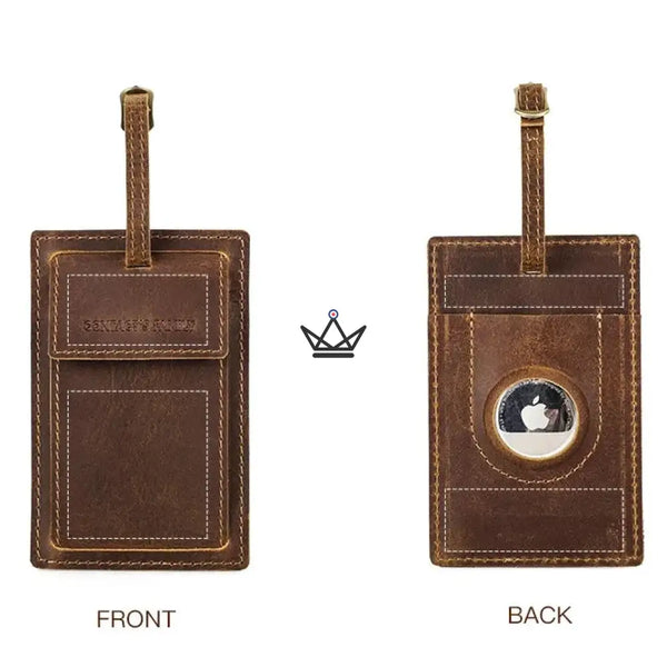 Étiquette bagage en cuir personnalisable avec porte-AirTag — Voyageur BALISE – 10/10