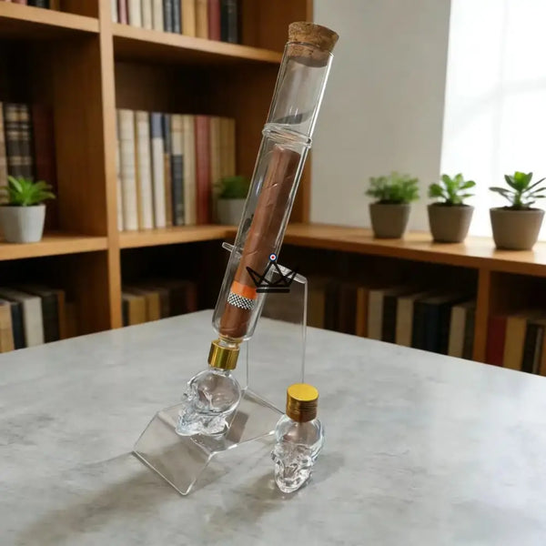 Zigarren-Infuser aus Glas, Totenkopf-Behälter und Ständer — INFUSIO SKULL – 7/8