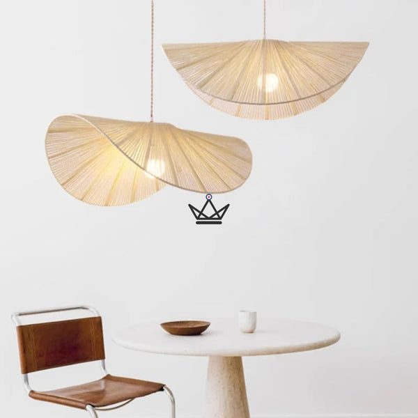FOLIA Pendant Lamp — Hand-Woven Rattan, Leaf Shape
