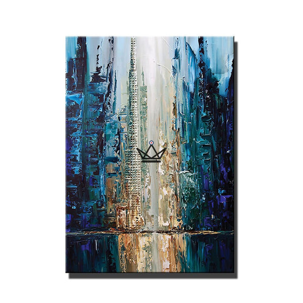 Peinture à l'huile sur toile XXL - Reflets Urbains -  - 0 - Cadeau, Noël, Anniversaire, Original - Atelier Atypique