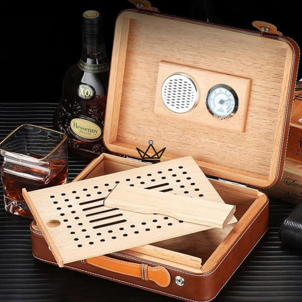 Cave à cigare en cuir de voyage - LOUIS XIII luxe cadeau anniversaire fete des pères marron luxueux
