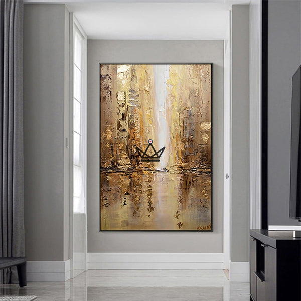 Peinture à l'huile sur toile XXL - Reflets Urbains -  - 0 - Cadeau, Noël, Anniversaire, Original - Atelier Atypique