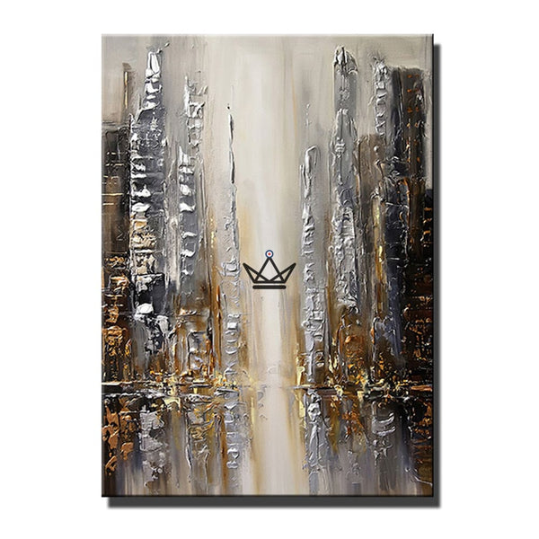 Peinture à l'huile sur toile XXL - Reflets Urbains -  - 0 - Cadeau, Noël, Anniversaire, Original - Atelier Atypique