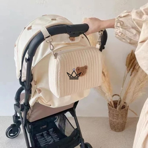 sac maternité a langer bandoulière pour poussette liste de naissance motif tete ourson petite taille